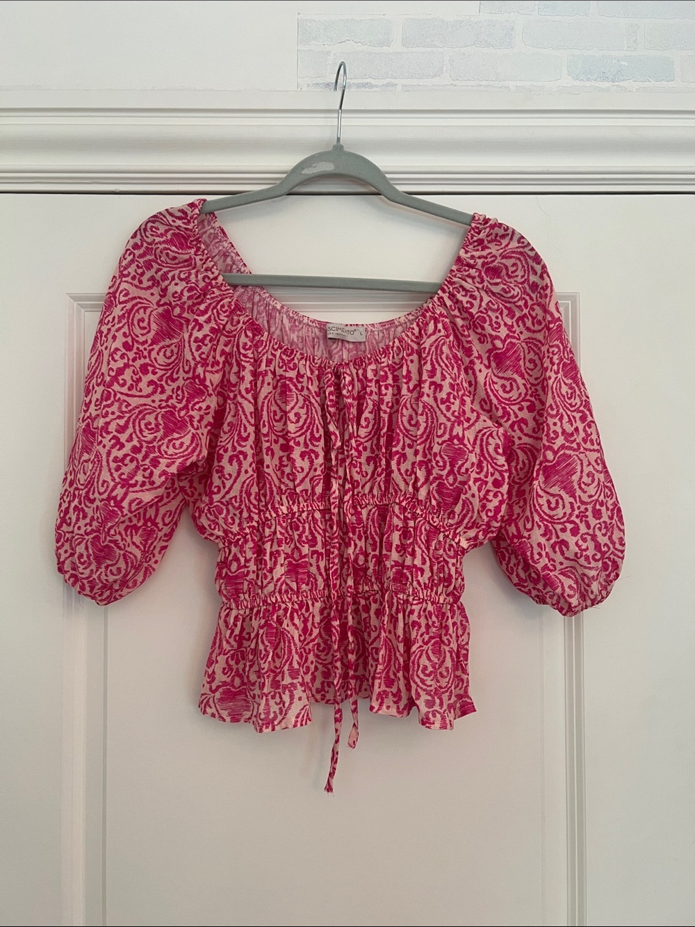 Rinascimento Pink Paisley Peasant Blouse